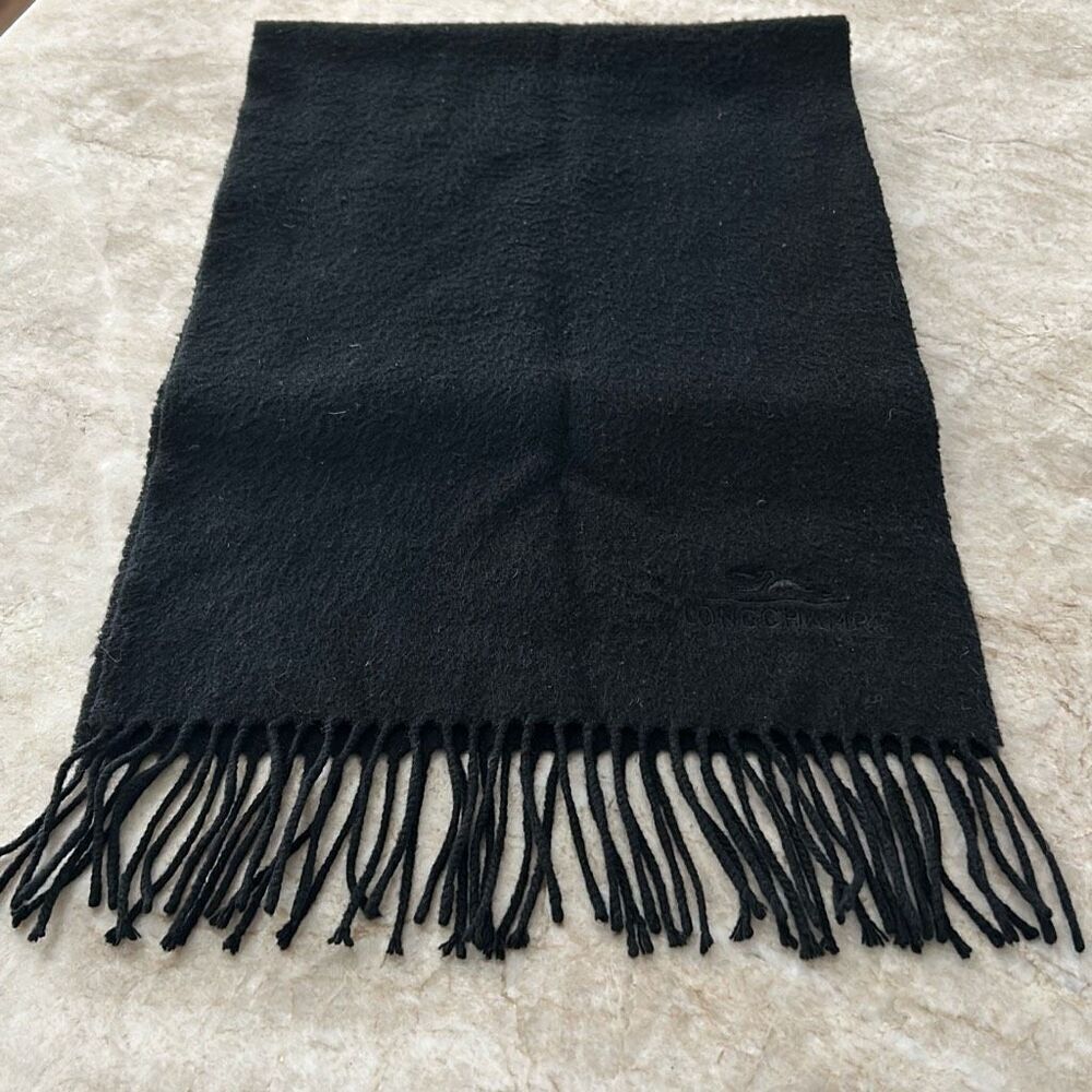 LONGCHAMP Black Cashmere Scarf
